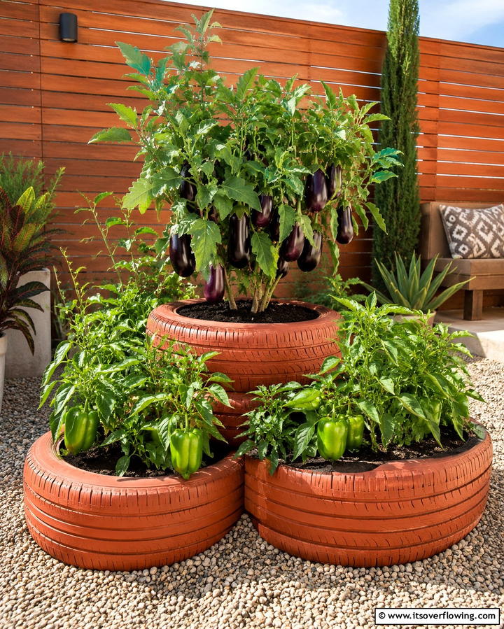 Recycled Tire Beds - 25 Inexpensive Raised Garden Bed Ideas for Your Yard
