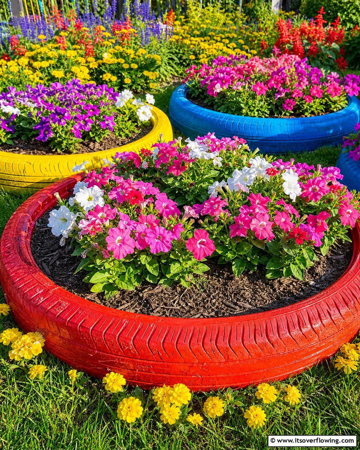 Recycled Tire Edging - 20 Recycled Garden Edging Ideas for an Eco-Friendly Yard