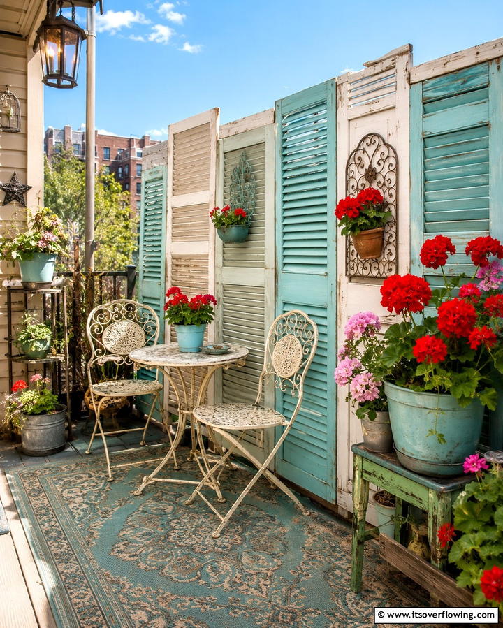 Recycled Window Shutters - 30 Balcony Privacy Ideas for Secluded Outdoor Spaces