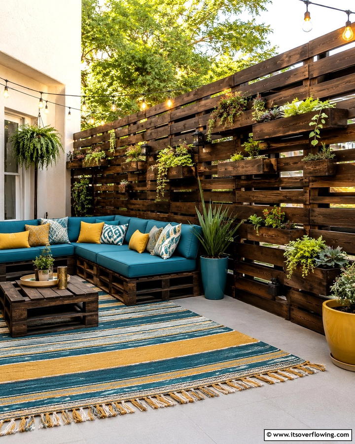 Recycled Wooden Pallet Fence - 25 Privacy Patio Ideas for a Secluded Outdoor Oasis