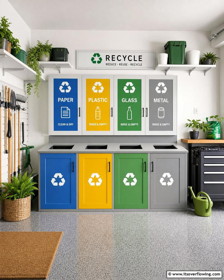 Recycling Stations for Organized Waste - 21 Garage Storage Ideas to Organize Your Cluttered Space