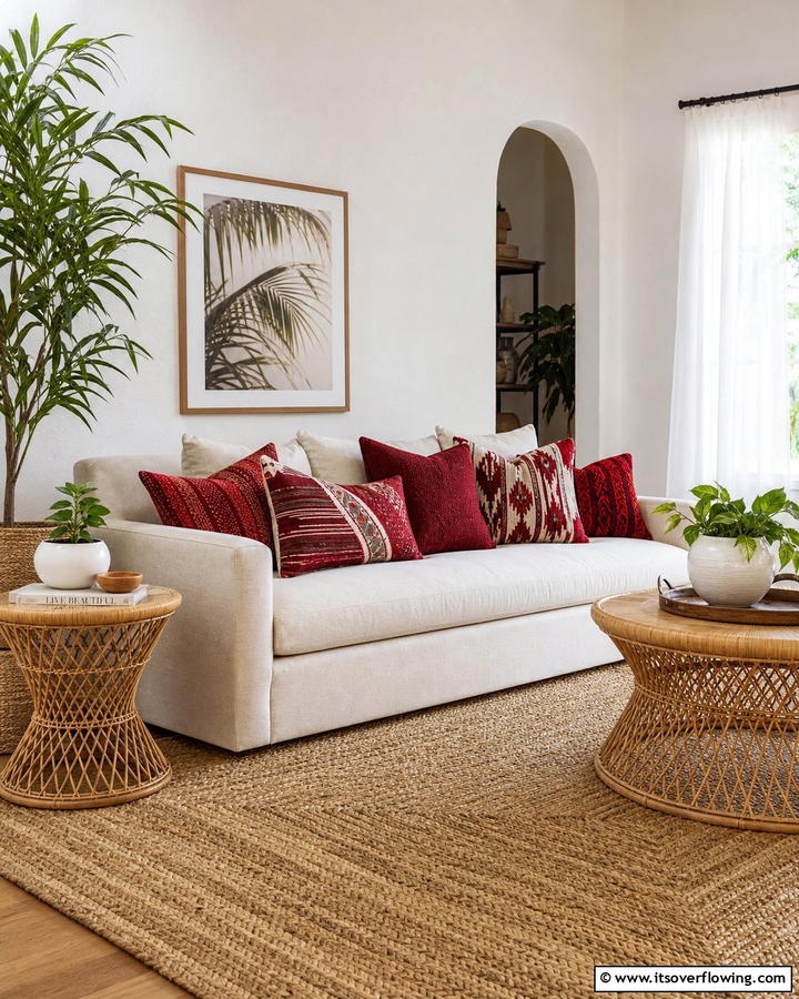 Red Accent Pillows for a Pop of Color - 17 Red Living Room Ideas for Dramatic Modern Interiors