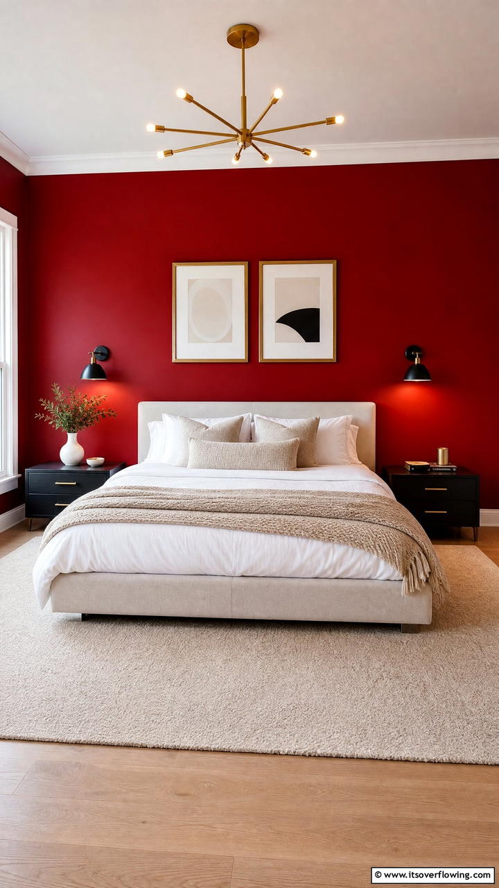 Red Accent Wall for a Bold Statement - 25 Red Bedroom Ideas to Transform Your Space
