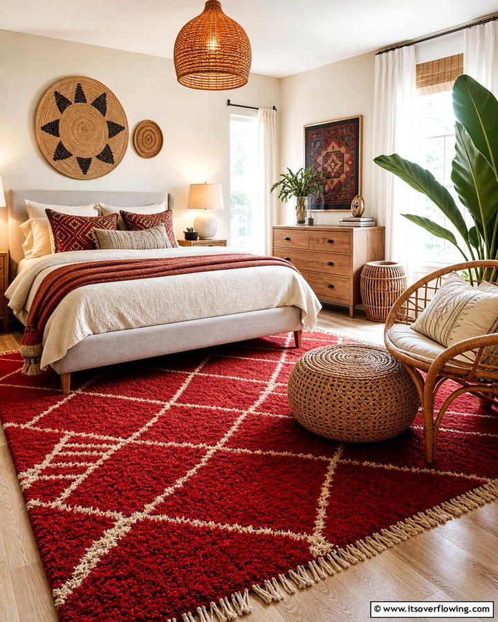 Red Area Rug - 25 Red Bedroom Ideas to Transform Your Space