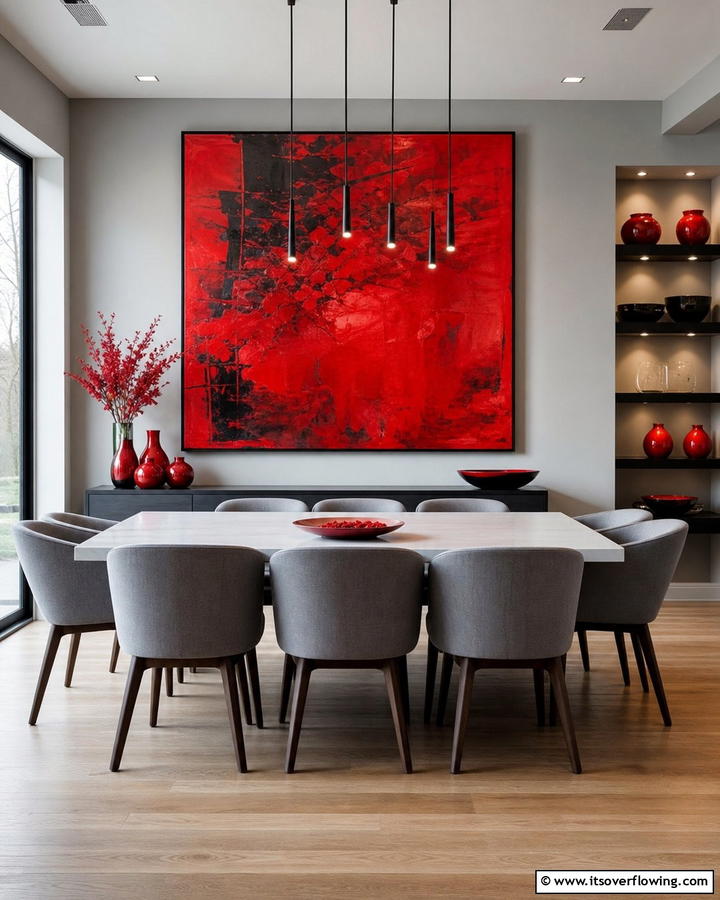 Red Artwork and Decor - 20 Red Dining Room Ideas for a Bold and Vibrant Space