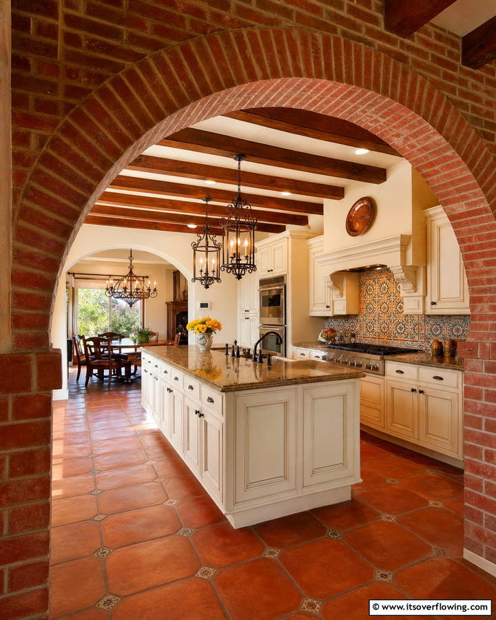 Red Brick Archways - 20 Red Brick Kitchen Ideas for a Rustic Charm