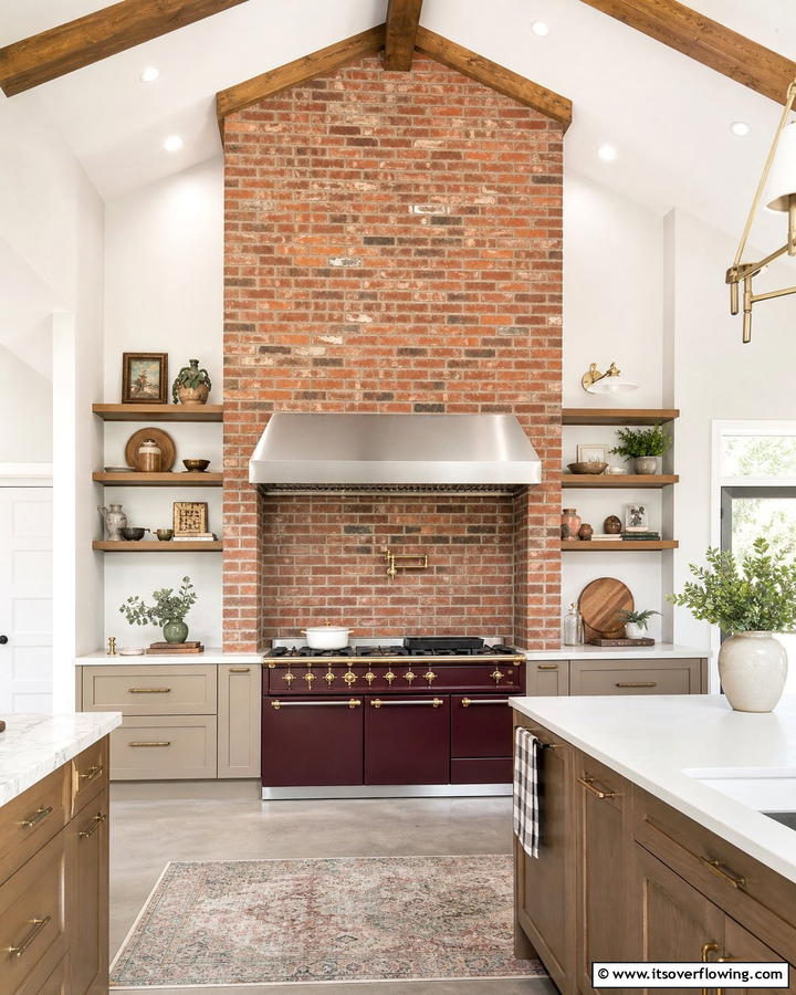 Red Brick Chimney Features - 20 Red Brick Kitchen Ideas for a Rustic Charm