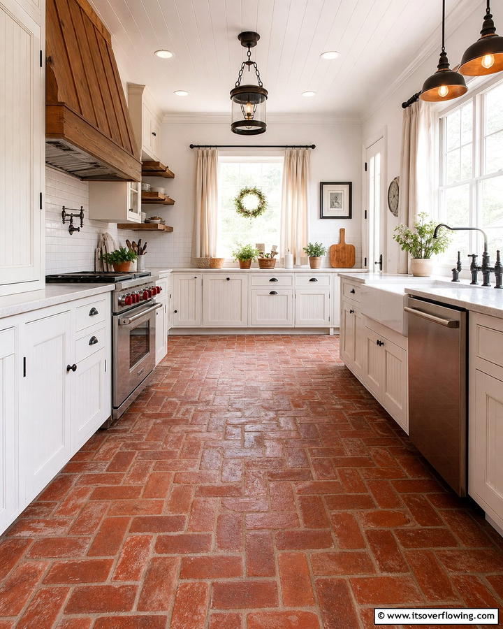 Red Brick Flooring - 20 Red Brick Kitchen Ideas for a Rustic Charm