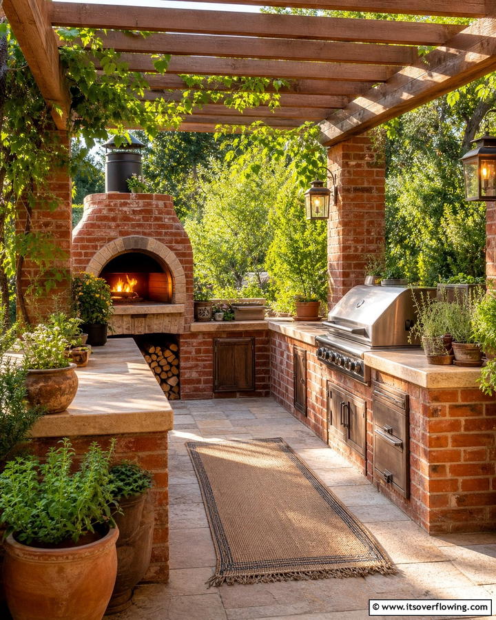 Red Brick in Outdoor Kitchens - 20 Red Brick Kitchen Ideas for a Rustic Charm
