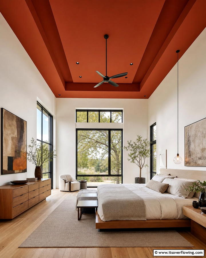 Red Ceiling for an Unexpected Twist - 25 Red Bedroom Ideas to Transform Your Space