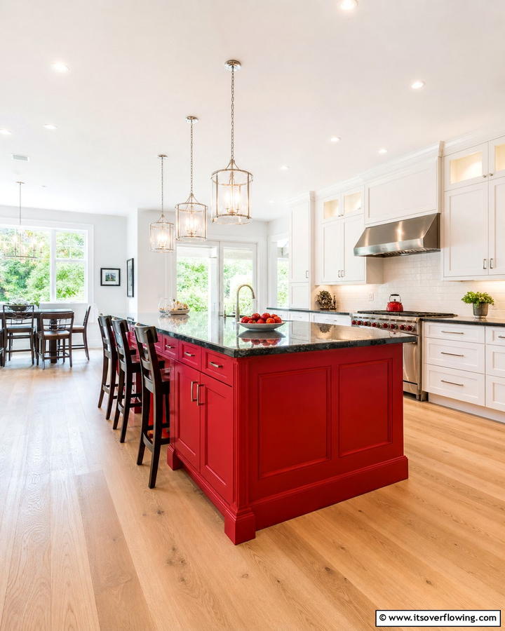 Red Island for a Pop of Color - 17 Red Kitchen Design Ideas for Bold Contemporary Spaces