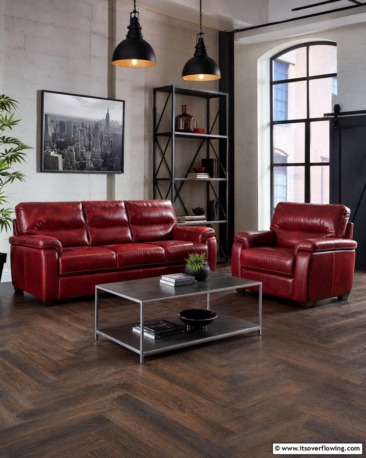 Red Leather Furniture for a Luxurious Touch - 17 Red Living Room Ideas for Dramatic Modern Interiors