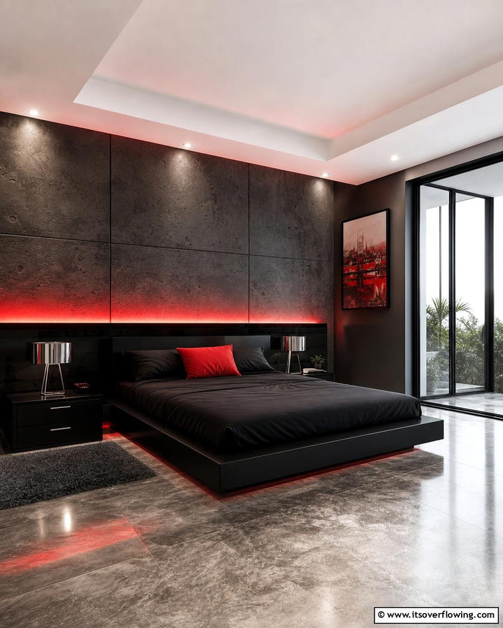 Red Lighting Accents - 25 Red Bedroom Ideas to Transform Your Space