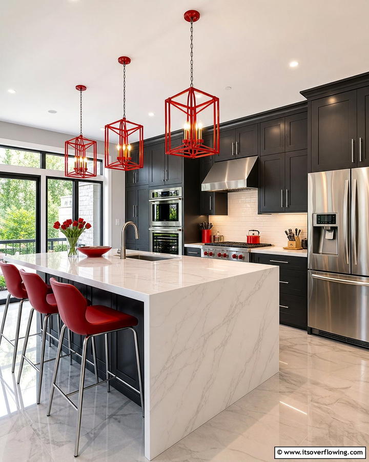Red Lighting Fixtures for a Bold Look - 17 Red Kitchen Design Ideas for Bold Contemporary Spaces