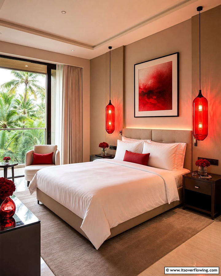Red Lighting for a Cozy Glow - 25 Red Bedroom Ideas to Transform Your Space