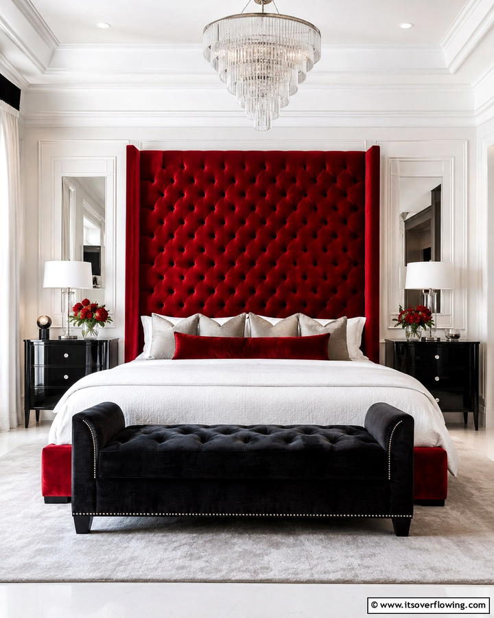 Red Neon Lighting - 25 Red Black and White Bedroom Ideas for a Bold Look