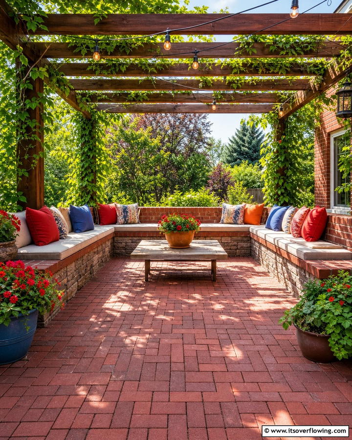 Red Paver Patio with Built In Seating - 20 Red Paver Patio Ideas for Stunning Outdoor Spaces
