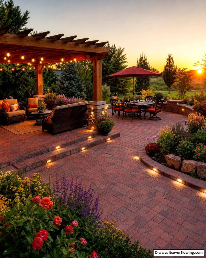 Red Pavers with Outdoor Lighting - 20 Red Paver Patio Ideas for Stunning Outdoor Spaces