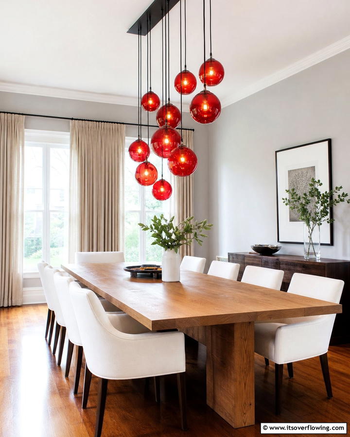 Red Pendant Lighting - 20 Red Dining Room Ideas for a Bold and Vibrant Space