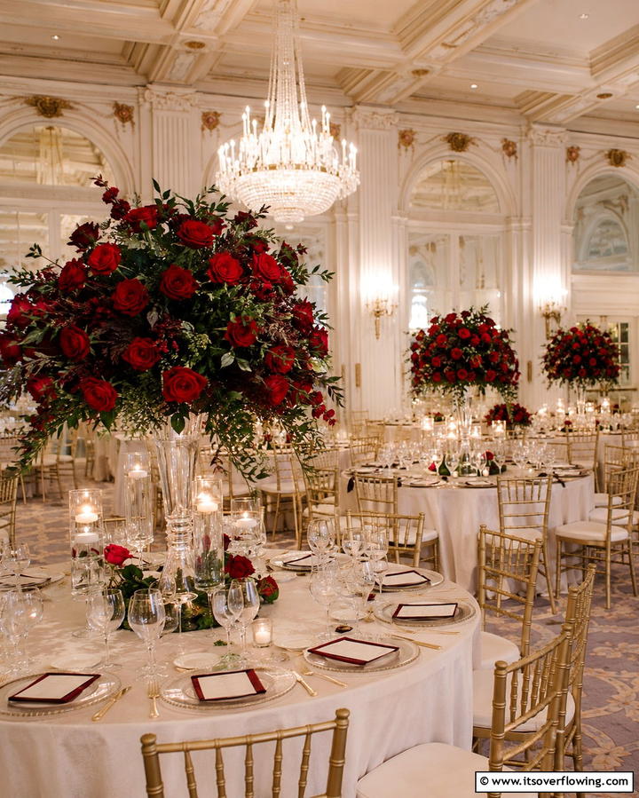 Red Rose Centerpieces - 30 Red Wedding Theme Ideas for Bold and Romantic Celebrations