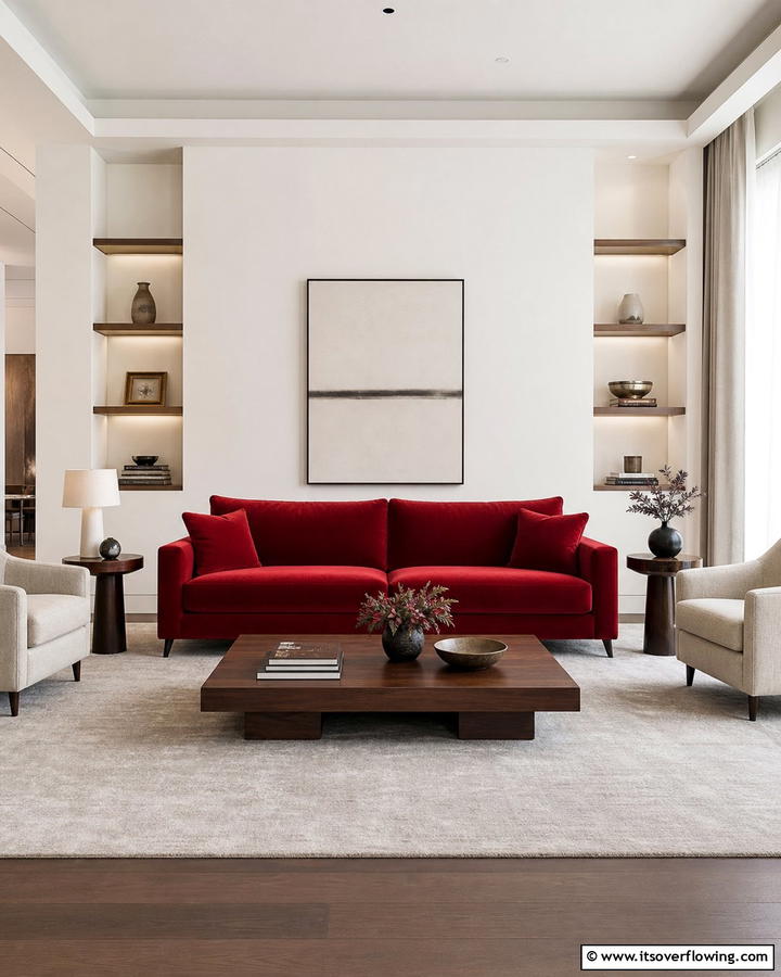 Red Sofa as the Focal Point - 17 Red Living Room Ideas for Dramatic Modern Interiors