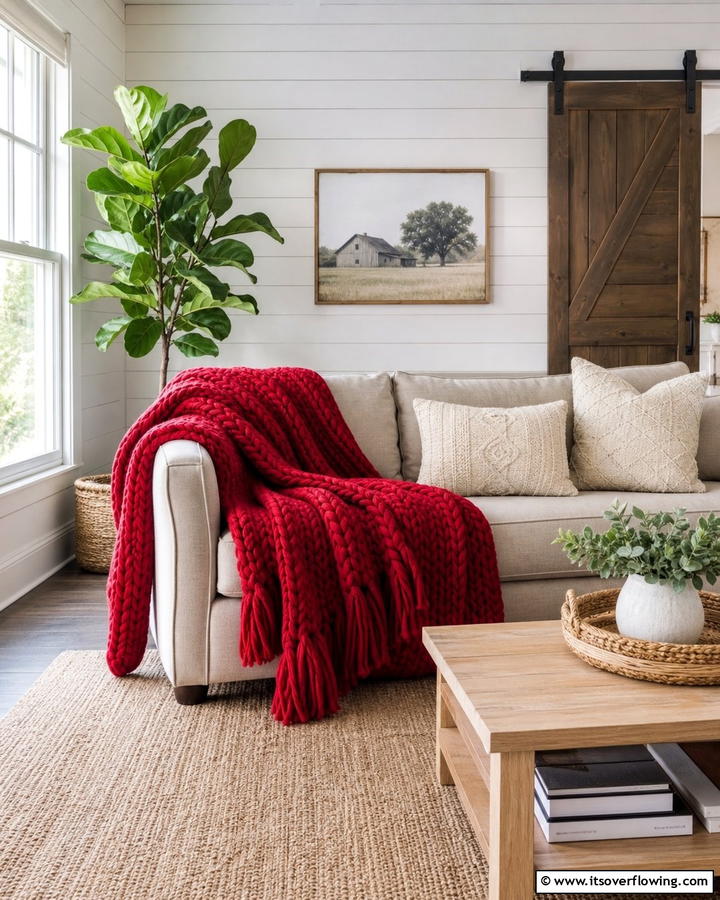 Red Throw Blankets for Comfort - 17 Red Living Room Ideas for Dramatic Modern Interiors