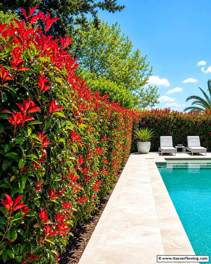 Red Tipped Photinia The Colorful Screen - 25 Shrubs for Privacy- Create a Natural Barrier in Your Yard
