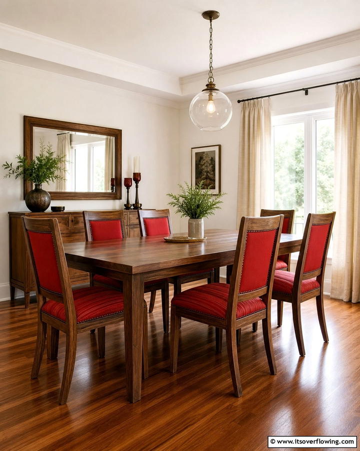 Red Upholstery Details - 20 Red Dining Room Ideas for a Bold and Vibrant Space
