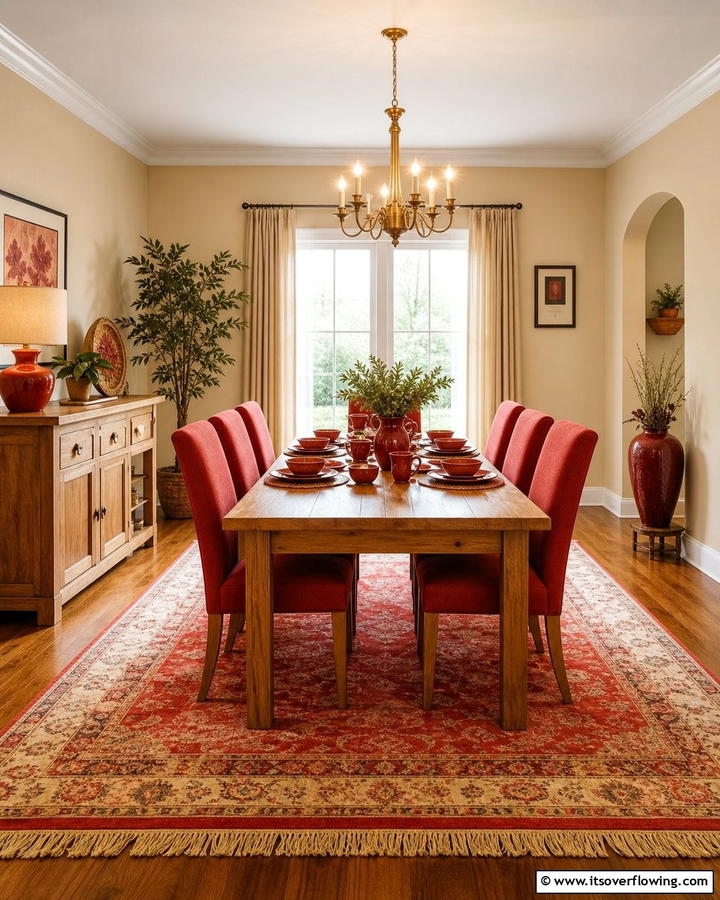 Red and Beige Warmth - 20 Red Dining Room Ideas for a Bold and Vibrant Space