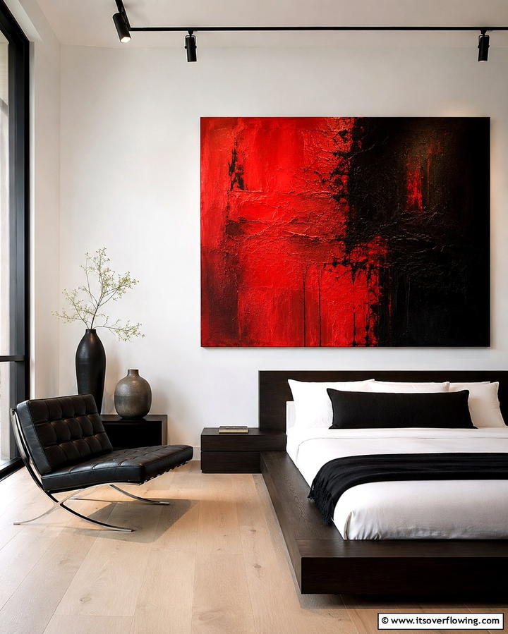 Red and Black Artwork - 25 Red and Black Bedroom Ideas for a Dramatic Look