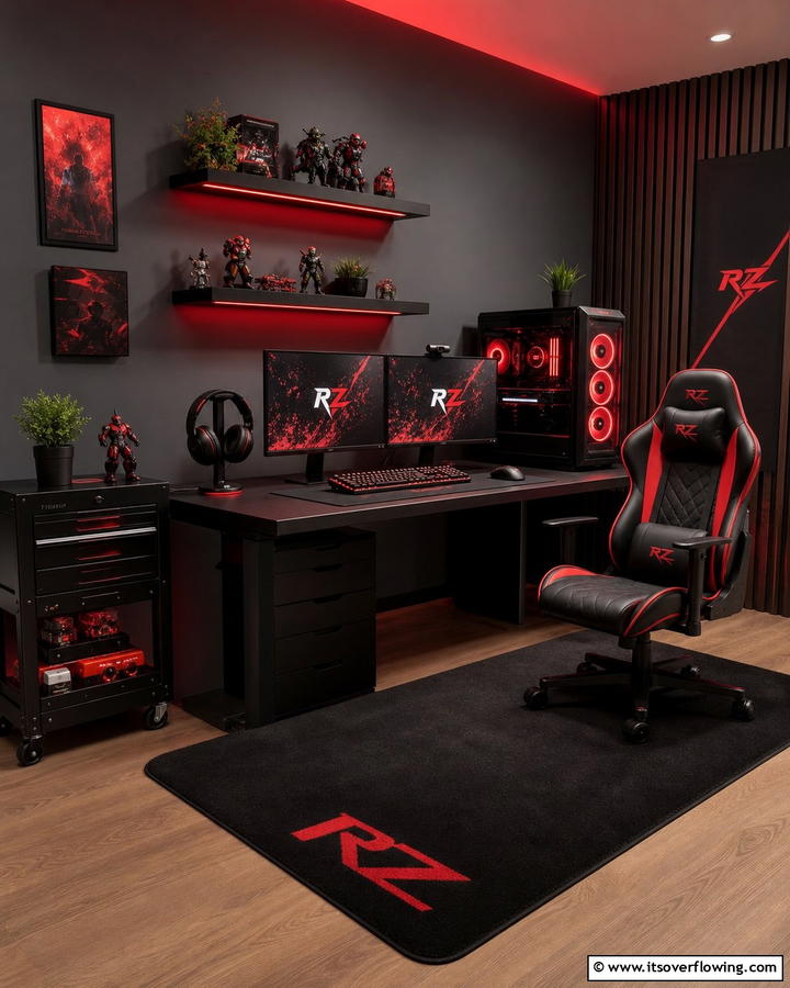Red and Black Headset Stand - 25 Red and Black Gaming Setup Ideas for a Stylish Space