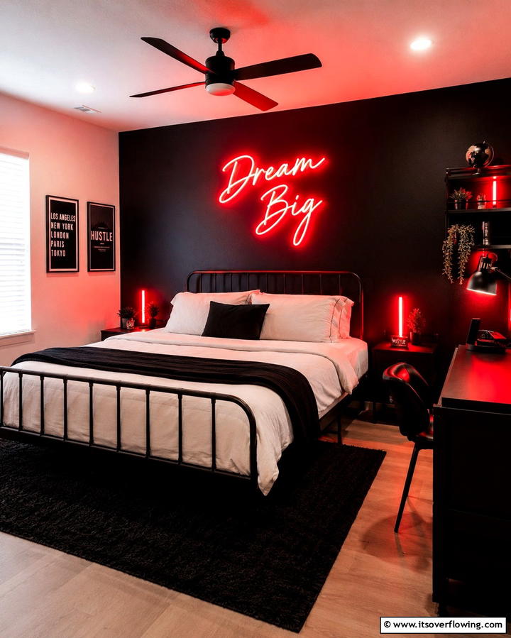 Red and Black Striped Walls - 25 Red Black and White Bedroom Ideas for a Bold Look