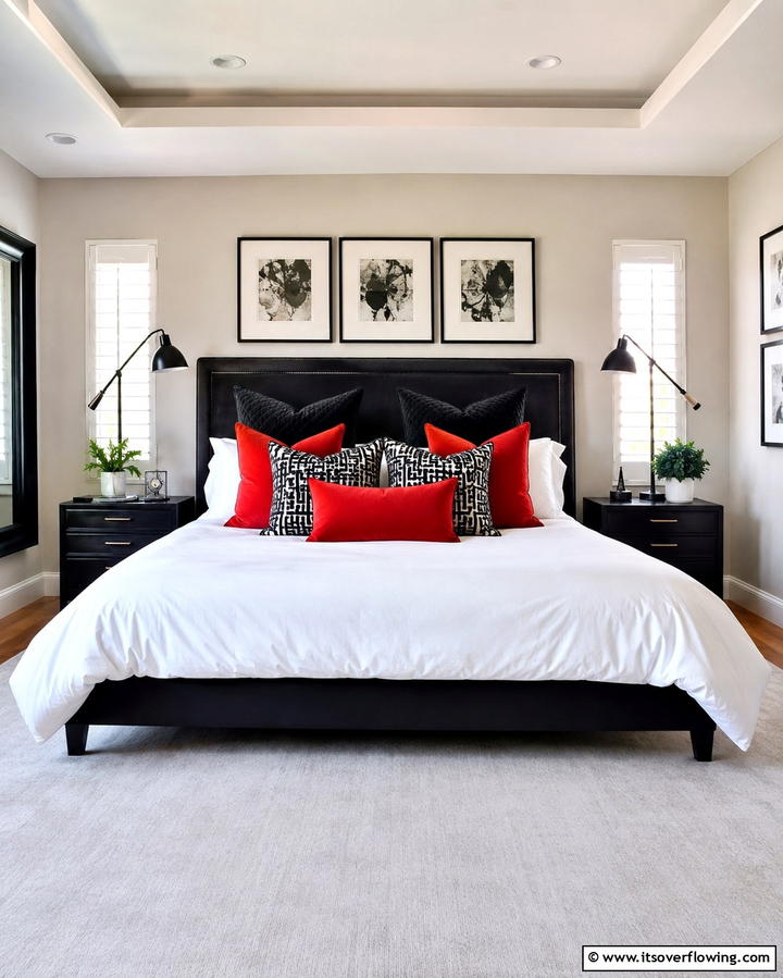 Red and Black Throw Pillows - 25 Red and Black Bedroom Ideas for a Dramatic Look