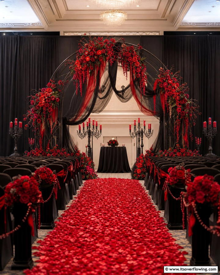 Red and Black Wedding Backdrop - 17 Red and Black Wedding Ideas for Dramatic Nuptials
