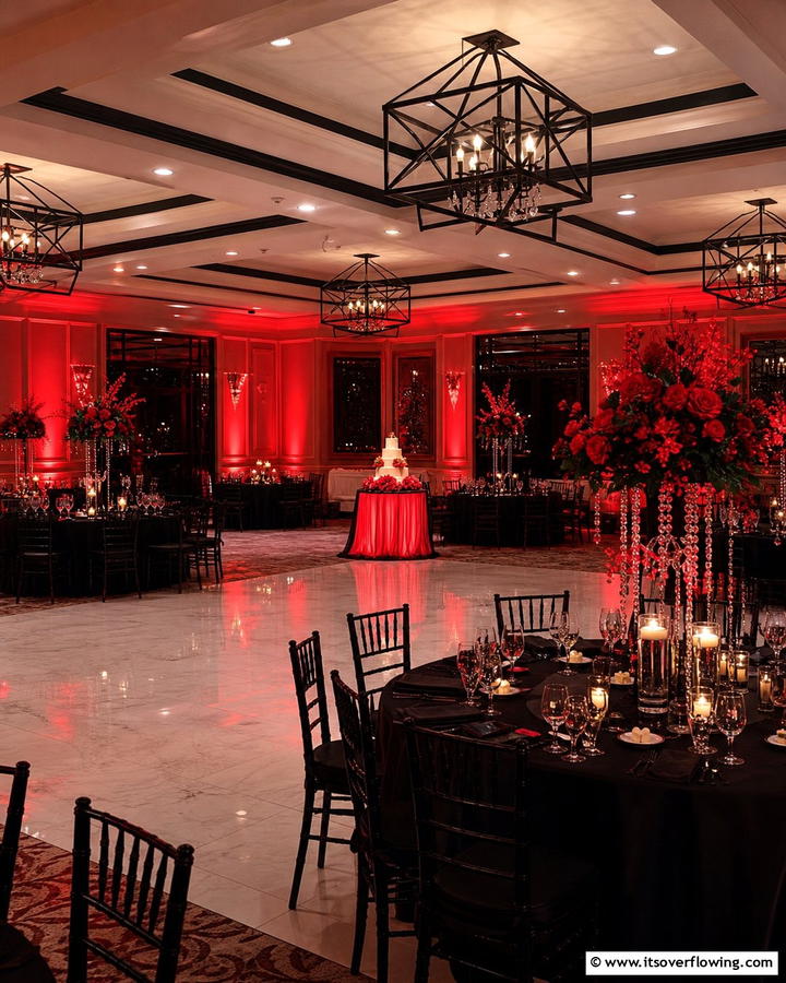 Red and Black Wedding Lighting - 17 Red and Black Wedding Ideas for Dramatic Nuptials