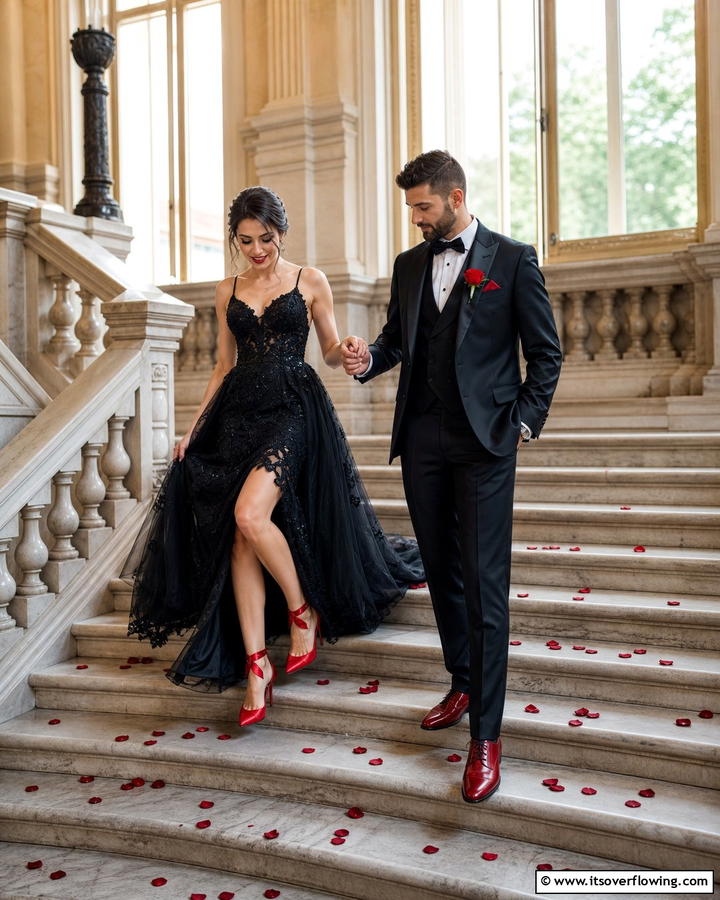 Red and Black Wedding Shoes - 17 Red and Black Wedding Ideas for Dramatic Nuptials
