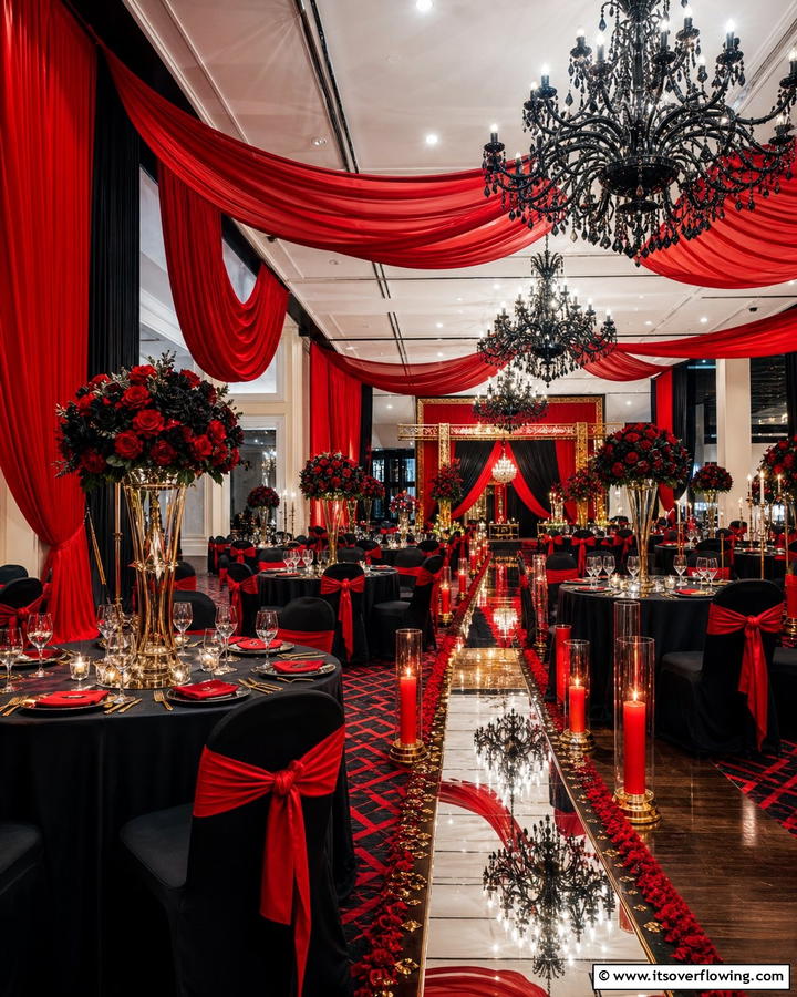 Red and Black Wedding Venue Decor - 17 Red and Black Wedding Ideas for Dramatic Nuptials