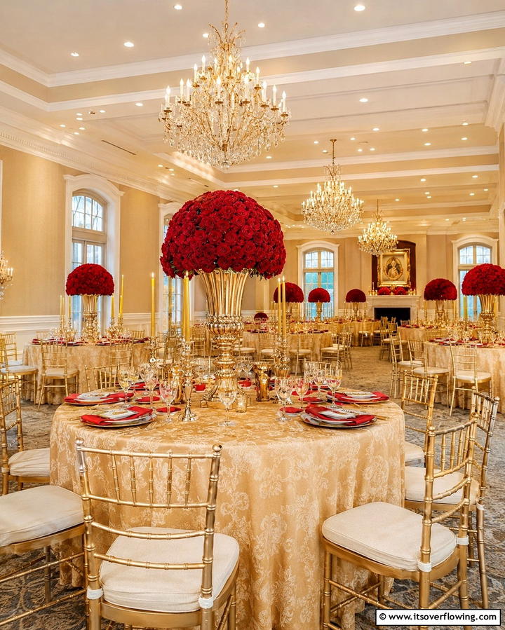 Red and Gold Centerpieces - 30 Red Wedding Theme Ideas for Bold and Romantic Celebrations