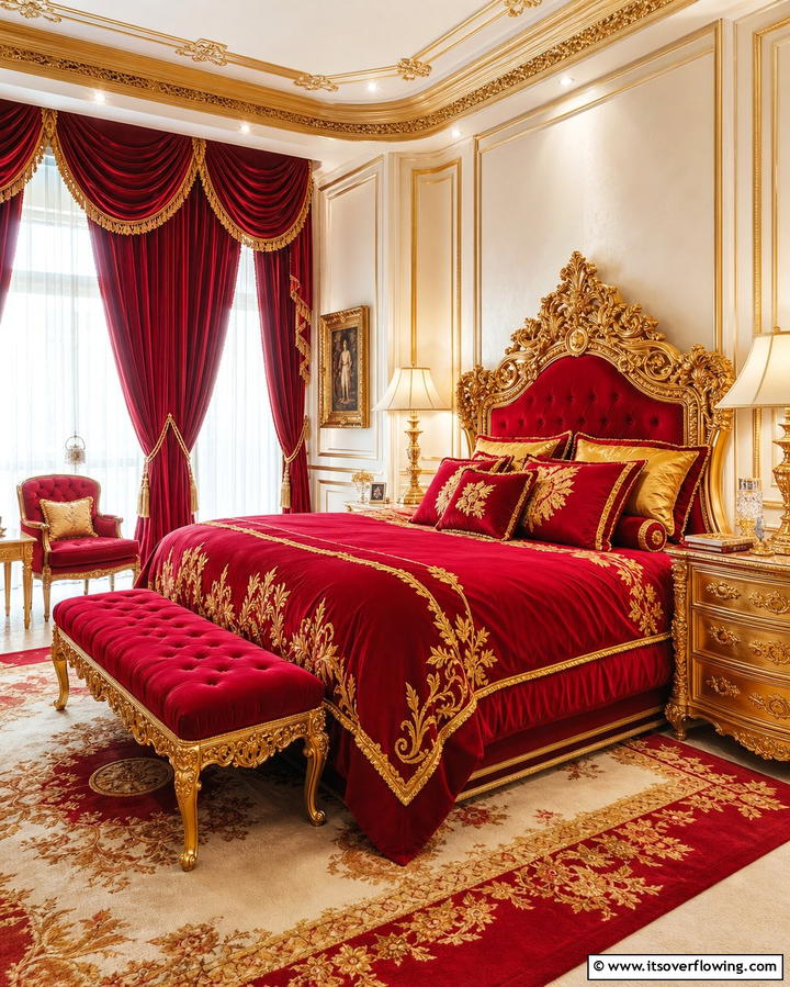 Red and Gold Luxury Theme - 25 Red Bedroom Ideas to Transform Your Space