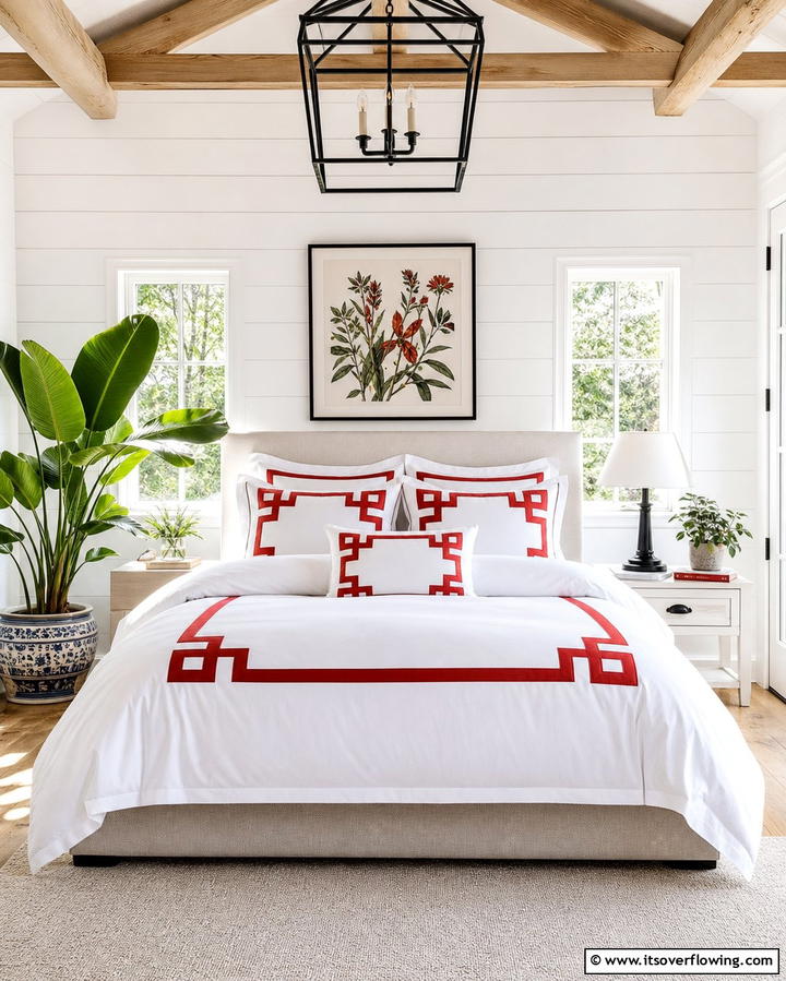 Red and White Bedding - 25 Red Bedroom Ideas to Transform Your Space