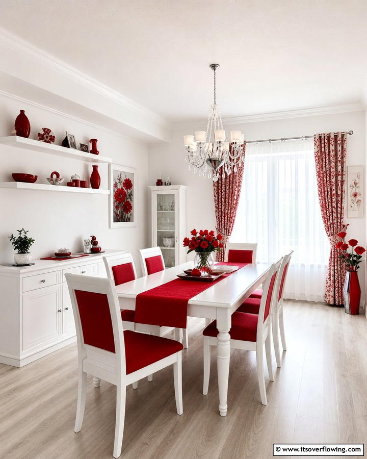 Red and White Harmony - 20 Red Dining Room Ideas for a Bold and Vibrant Space