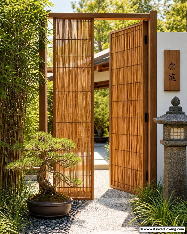 Reed Screen Gate - 20 Japanese Garden Gate Design Ideas for a Zen Space