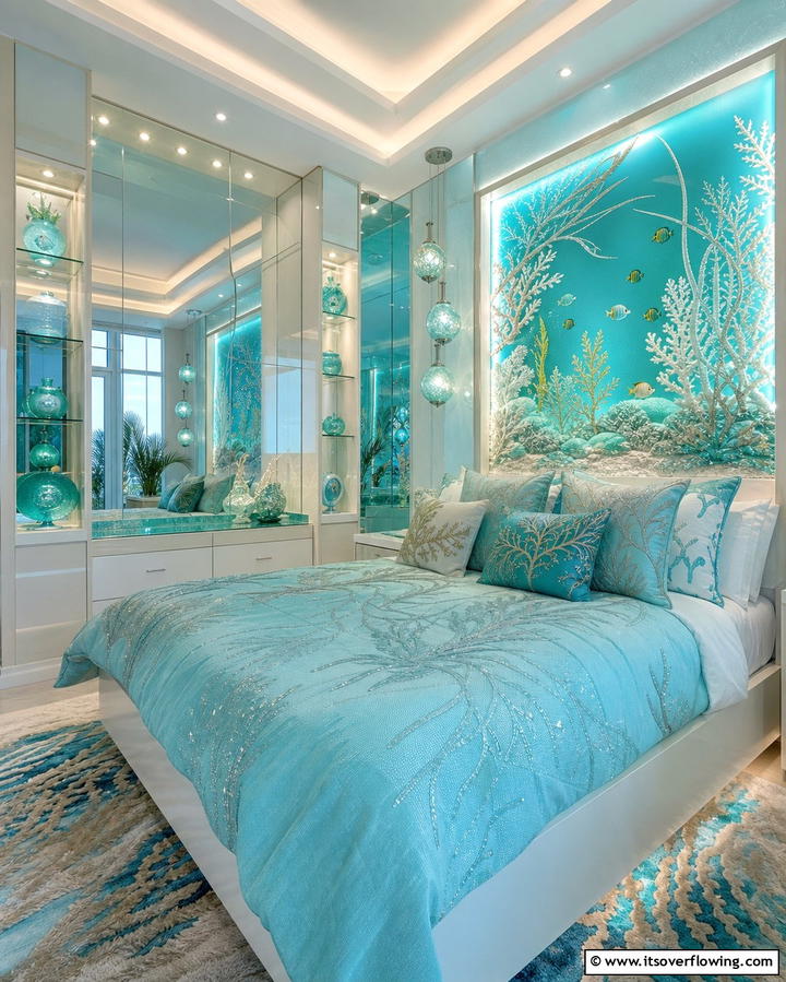 Reef Radiance - 30 Enchanting Mermaid Bedroom Ideas for a Whimsical Retreat