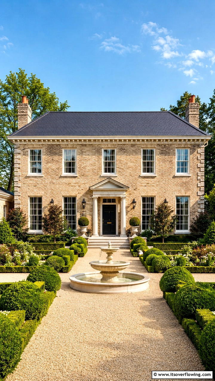 Refined Beige Brick with Classic Proportions - 30 Beige Brick Exterior Home Ideas for Warm Curb Appeal
