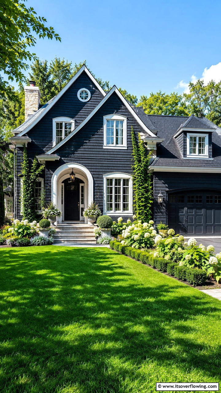 Refined Black Pearl - 30 Black House Exteriors- Bold Paint Colors for Modern Homes