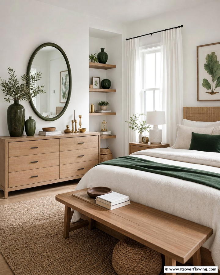 Refined Dark Green Accessories - 21 Dark Green Bedroom Ideas- Moody & Luxurious Spaces