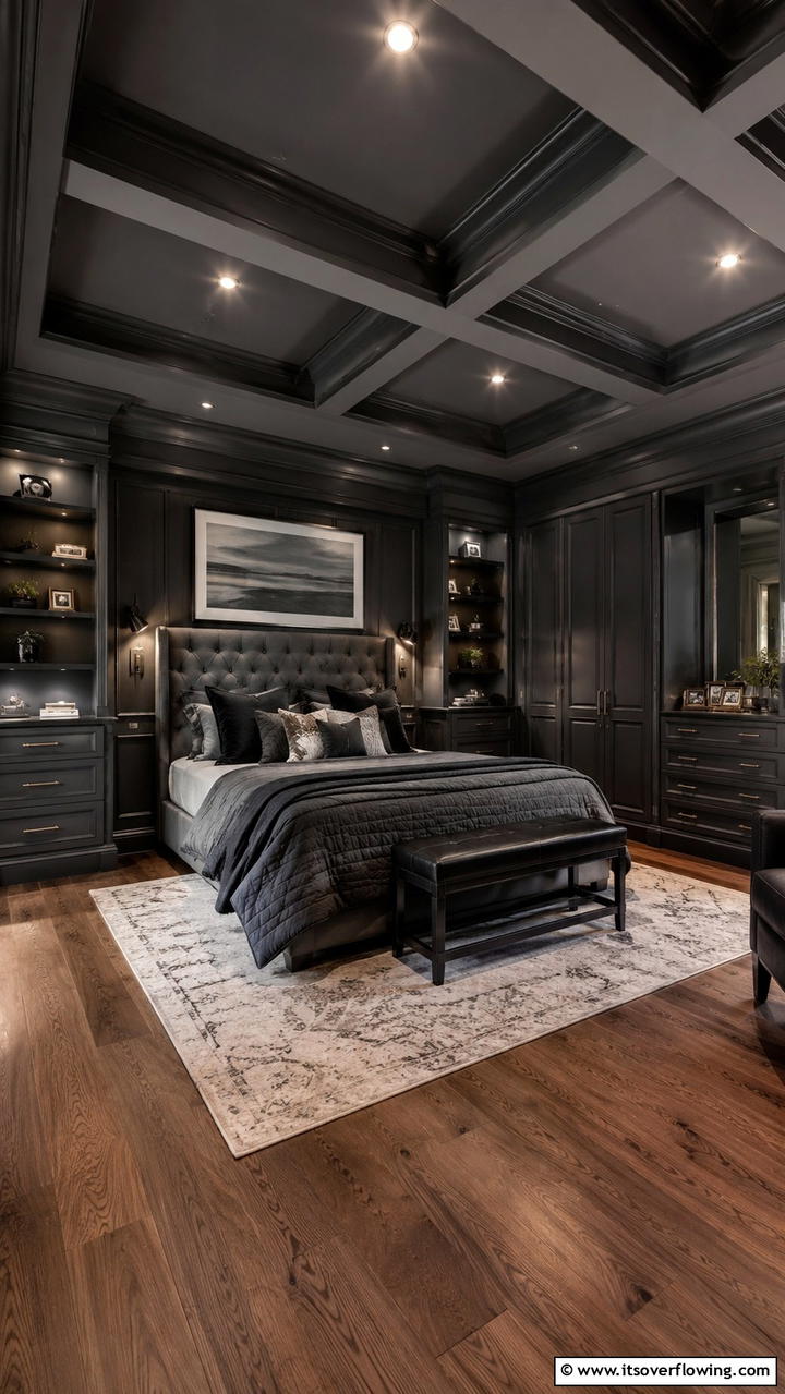 Refined Detailing in a Dark Palette - 30 Dark Grey Bedroom Ideas for Modern Serene Spaces