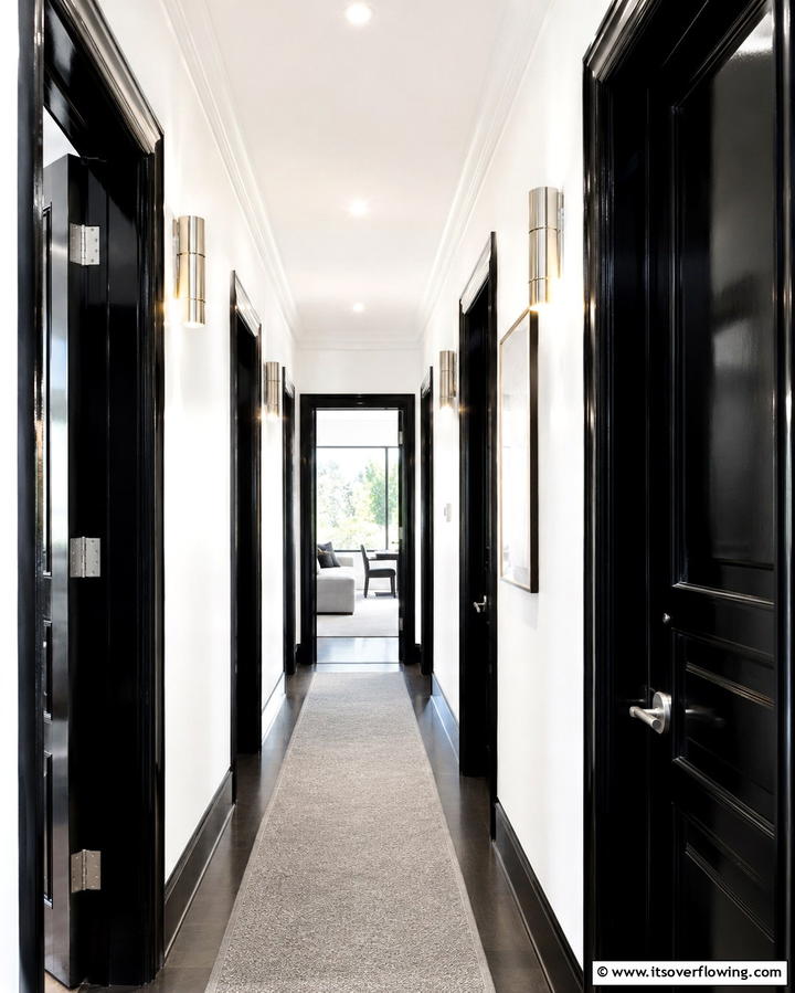 Refined Door Frames - 30 Chic Black and White Hallway Ideas for Timeless Elegance