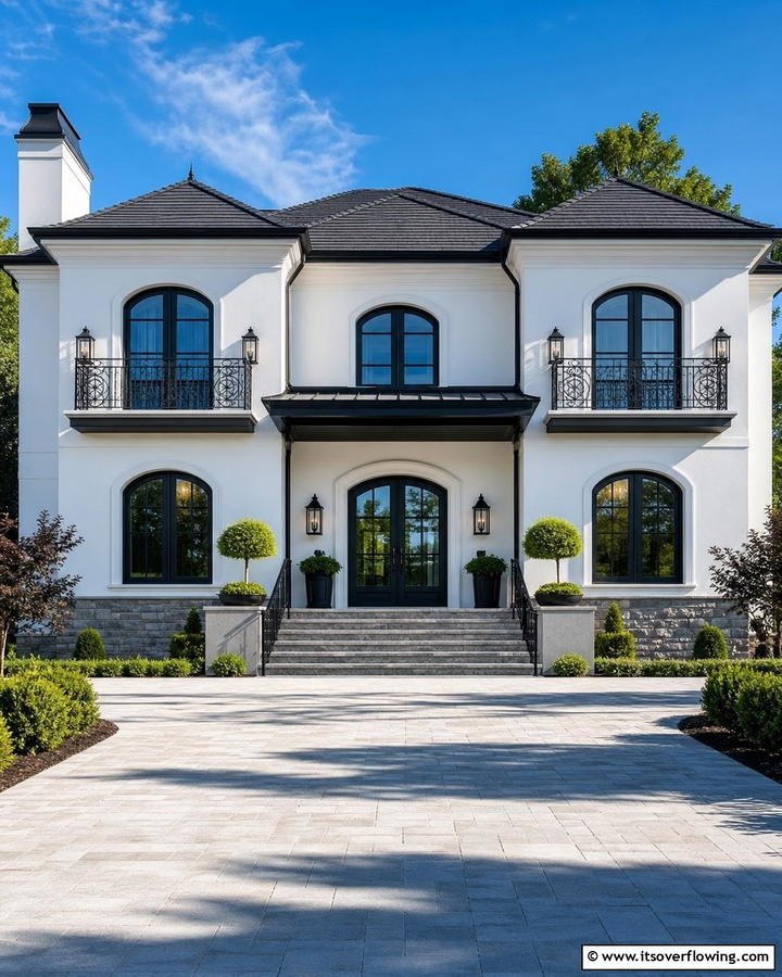 Refined Exterior Elegance - 21 Striking Black & White House Exterior Design Concepts