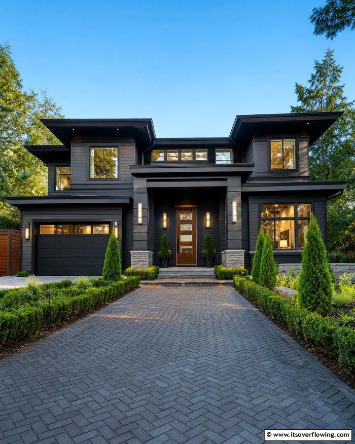 Refined Graphite Exterior - 21 Gray Exterior House Paint Ideas for Stunning Curb Appeal